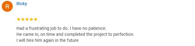 Five-star customer review by Ricky praising timely and perfect project completion.